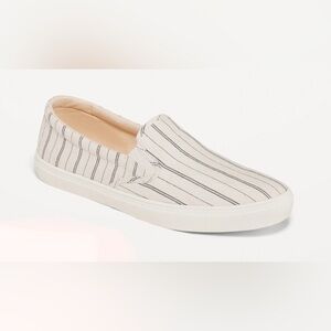 NWT Old Navy Women’s Slip-On Canvas Sneakers in Cream Black Stripes Striped